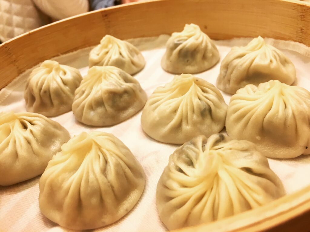 Close up of dumplings on a food tour in Chinatown in San Francisco with Stretchy Pants Food Tours